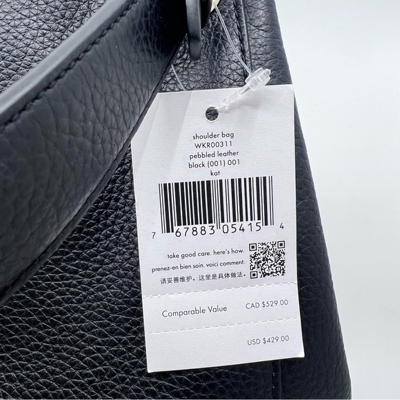 ✨NWT! Kate Spade Kat Shoulder Bag in Black Pebbled Leather. - Picture 3 of 9